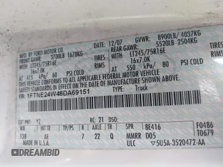 2008 Ford Econoline Cargo Commercial with VIN 1FTNE24W48DA69151, listed as a IAAI auction lot 42025690 with Not Provided miles and . Bid and sale history available at DreamBid. Image 9.