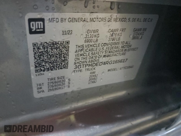 2024 GMC Sierra 1500 SLT with VIN 3GTPHDED4RG165617, listed as a Copart auction lot 79022244 with 31,415 mi miles and Salvage title. Bid and sale history available at DreamBid. Image 13.