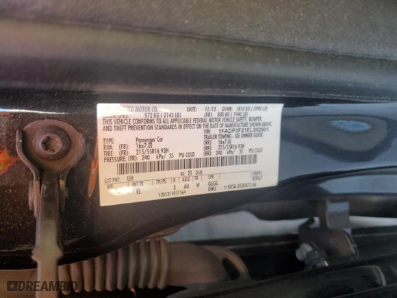 2014 Ford Focus SE with VIN 1FADP3F21EL202901, listed as a Copart auction lot 46567205 with 174,792 mi miles and Salvage Title. Bid and sale history available at carsss.com. Image 14.