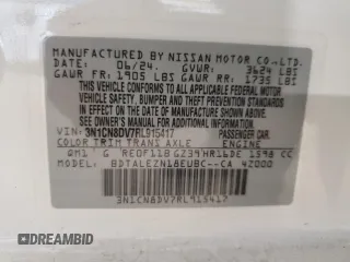 2024 Nissan Versa S with VIN 3N1CN8DV7RL915417, listed as a Copart auction lot 50008175 with 12,221 mi miles and Clean Title. Bid and sale history available at DreamBid. Image 12.