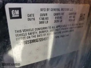 2016 Chevrolet Cruze LT with VIN 1G1BE5SM6G7284901, listed as a Copart auction lot 88597015 with 89,784 mi miles and Salvage Title. Bid and sale history available at carsss.com. Image 12.