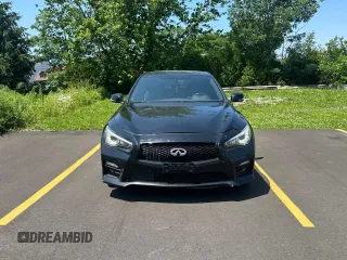 2017 Infiniti Q50 Red Sport 400 with VIN JN1FV7ARXHM870864, listed as a Copart auction lot 60896265 with 59,899 mi miles and Salvage title. Bid and sale history available at DreamBid. Image 7.