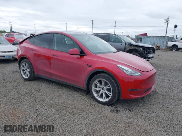 2023 Tesla Model Y Long Range with VIN 7SAYGDEE9PA145947, listed as a IAAI auction lot 42131783 with 4,956 mi miles and . Bid and sale history available at DreamBid. Image 1.