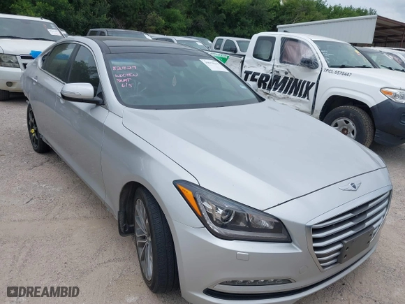 2016 Hyundai Genesis 3.8L with VIN KMHGN4JEXGU120629, listed as a IAAI auction lot 39678315 with 86,672 mi miles. Bid and sale history available at carsss.com. Image 1.