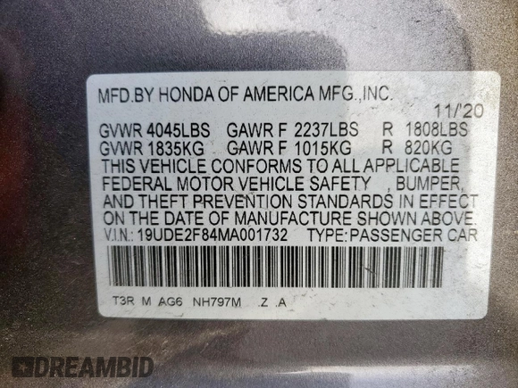 2021 Acura ILX w/Premium/A-SPEC Package with VIN 19UDE2F84MA001732, listed as a Copart auction lot 50497125 with 61,017 mi miles and Salvage Title. Bid and sale history available at carsss.com. Image 14.