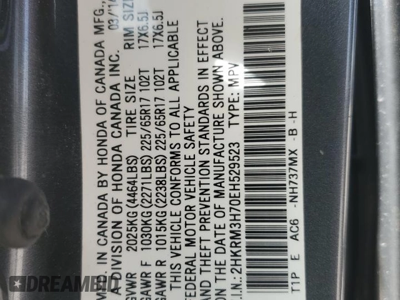 2014 Honda CR-V EX-L with VIN 2HKRM3H70EH529523, listed as a Copart auction lot 48224755 with 142,583 mi miles and Salvage Title. Bid and sale history available at carsss.com. Image 16.