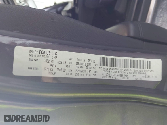 2019 Dodge Durango SXT Plus с VIN 1C4RDJAG0KC674230, выставлен на аукционе IAAI как лот 42245937 с пробегом 86 160 миль миль и . История ставок и продаж доступна на DreamBid. Изображение 9.