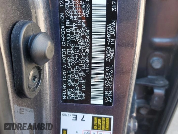 2017 Toyota Prius Plus with VIN JTDKARFP4H3064941, listed as a Copart auction lot 52567955 with 80,916 mi miles and Salvage Title. Bid and sale history available at DreamBid. Image 15.