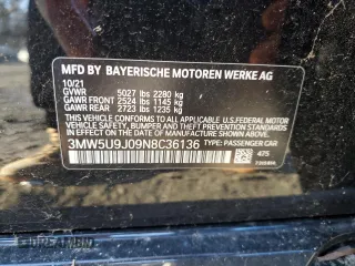 2022 BMW 3 Series M340i xDrive with VIN 3MW5U9J09N8C36136, listed as a Copart auction lot 76598524 with 45,311 mi miles and Salvage Title. Bid and sale history available at carsss.com. Image 12.