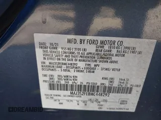 2021 Ford EcoSport S with VIN MAJ3S2FE8MC448292, listed as a IAAI auction lot 42053334 with 47,418 mi miles and . Bid and sale history available at DreamBid. Image 9.