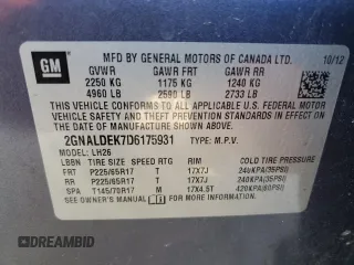2013 Chevrolet Equinox LT with VIN 2GNALDEK7D6175931, listed as a Copart auction lot 86222424 with 146,932 mi miles and Non Repairable. Bid and sale history available at carsss.com. Image 15.