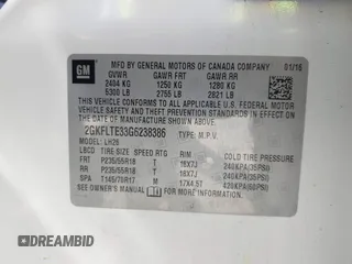 2016 GMC Terrain SLE with VIN 2GKFLTE33G6238386, listed as a IAAI auction lot 42000523 with 126,072 mi miles. Bid and sale history available at carsss.com. Image 9.
