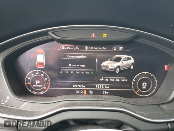 2018 Audi Q5 Premium Plus with VIN WA1BNAFY2J2239773, listed as a Copart auction lot 49991785 with 69,763 mi miles and Salvage Title. Bid and sale history available at carsss.com. Image 9.