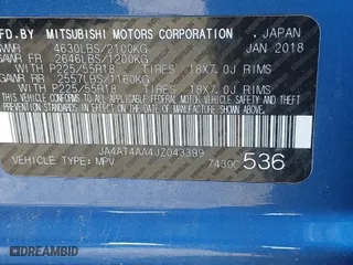 2018 Mitsubishi Eclipse Cross LE with VIN JA4AT4AA4JZ043399, listed as a IAAI auction lot 41814894 with 67,992 mi miles. Bid and sale history available at carsss.com. Image 9.