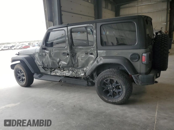 2020 Jeep Wrangler Unlimited Willys with VIN 1C4HJXDM2LW345683, listed as a Copart auction lot 57156215 with Not provided miles and Salvage title. Bid and sale history available at DreamBid. Image 2.