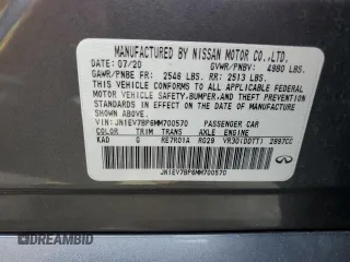 2021 Infiniti Q50 3.0t LUXE with VIN JN1EV7BP6MM700570, listed as a Copart auction lot 50962535 with 61,700 mi miles and Salvage Title. Bid and sale history available at carsss.com. Image 12.