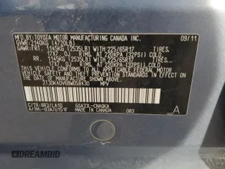 2011 Toyota RAV4 Limited with VIN 2T3DK4DV6BW058430, listed as a Copart auction lot 60070815 with 266,647 mi miles and Clean title. Bid and sale history available at DreamBid. Image 13.