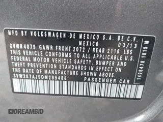 2013 Volkswagen Jetta S with VIN 3VW2K7AJ5DM285488, listed as a IAAI auction lot 42521944 with 132,655 mi miles and . Bid and sale history available at DreamBid. Image 9.