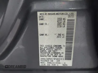 2015 Nissan Altima SV z VIN 1N4AL3APXFC950355, wystawiony jako IAAI lot #41956901 z przebiegiem 85 983 mil mil oraz . Historia ofert i sprzedaży dostępna na DreamBid. Obrazek 9.