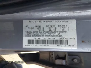 2005 Mazda 3 i with VIN JM1BK12F351282436, listed as a IAAI auction lot 41073319 with 251,020 mi miles and . Bid and sale history available at DreamBid. Image 9.