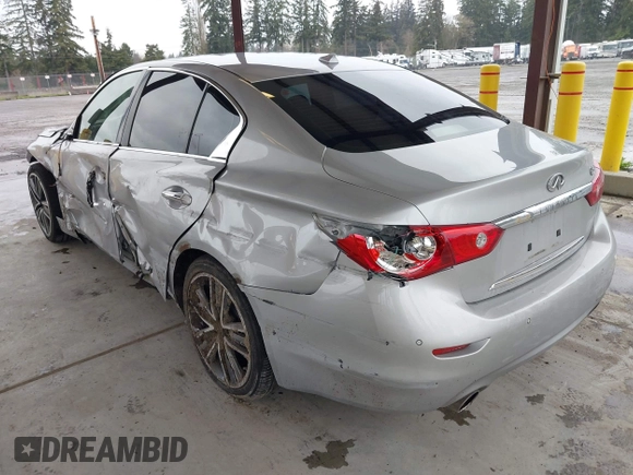 2014 Infiniti Q50 Sport with VIN JN1BV7APXEM670849, listed as a IAAI auction lot 41939363 with 124,766 mi miles and . Bid and sale history available at DreamBid. Image 3.