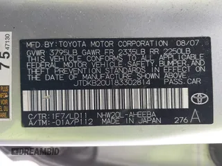 2008 Toyota Prius with VIN JTDKB20U183302814, listed as a IAAI auction lot 42666792 with 147,079 mi miles and . Bid and sale history available at DreamBid. Image 9.