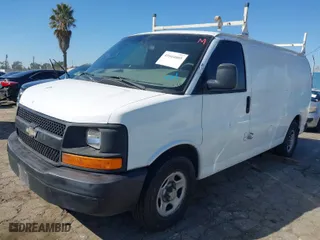 2007 Chevrolet Express Cargo Van with VIN 1GCFG15X571108541, listed as a IAAI auction lot 41664605 with 210,342 mi miles. Bid and sale history available at carsss.com. Image 2.