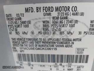 2012 Ford Escape Limited with VIN 1FMCU9EG4CKC06115, listed as a IAAI auction lot 42002662 with 161,110 mi miles. Bid and sale history available at carsss.com. Image 9.