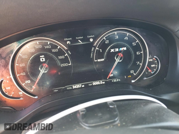 2020 BMW X3 M Competition with VIN 5YMTS0C00LLT10341, listed as a Copart auction lot 66440314 with 34,357 mi miles and Salvage Title. Bid and sale history available at carsss.com. Image 9.