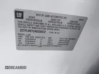 2010 GMC Terrain SLT-2 with VIN 2CTFLHEY2A6238072, listed as a IAAI auction lot 41940698 with 120,418 mi miles and . Bid and sale history available at carsss.com. Image 9.