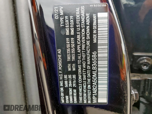 2021 Porsche Macan S with VIN WP1AB2A50MLB36586, listed as a Copart auction lot 50349235 with 24,344 mi miles and Clean title. Bid and sale history available at DreamBid. Image 14.