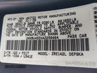 2010 Toyota Corolla with VIN 1NXBU4EEXAZ259464, listed as a IAAI auction lot 42214982 with 140,616 mi miles and . Bid and sale history available at carsss.com. Image 9.