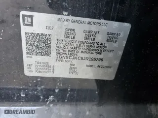 2018 Chevrolet Suburban Premier with VIN 1GNSCJKC6JR195796, listed as a Copart auction lot 71455954 with 0 mi miles and Salvage Title. Bid and sale history available at carsss.com. Image 13.