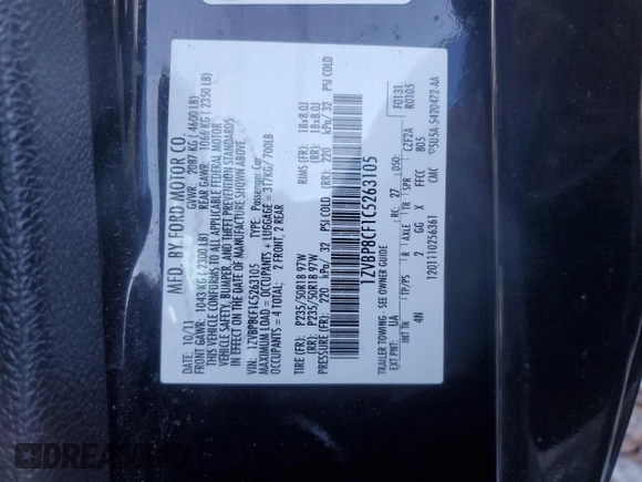 2012 Ford Mustang GT Premium with VIN 1ZVBP8CF1C5263105, listed as a Copart auction lot 43135345 with 146,670 mi miles and Salvage Title. Bid and sale history available at DreamBid. Image 14.