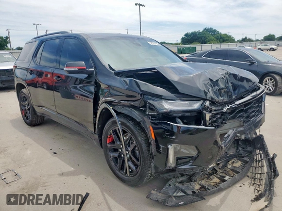 2023 Chevrolet Traverse Premier with VIN 1GNERKKWXPJ182441, listed as a Copart auction lot 57129195 with Not provided miles and Salvage title. Bid and sale history available at DreamBid. Image 4.
