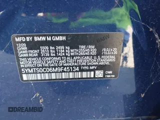 2021 BMW X3 M z VIN 5YMTS0C06M9F45134, wystawiony jako IAAI lot #41867376 z przebiegiem 35 237 mil mil oraz . Historia ofert i sprzedaży dostępna na DreamBid. Obrazek 9.