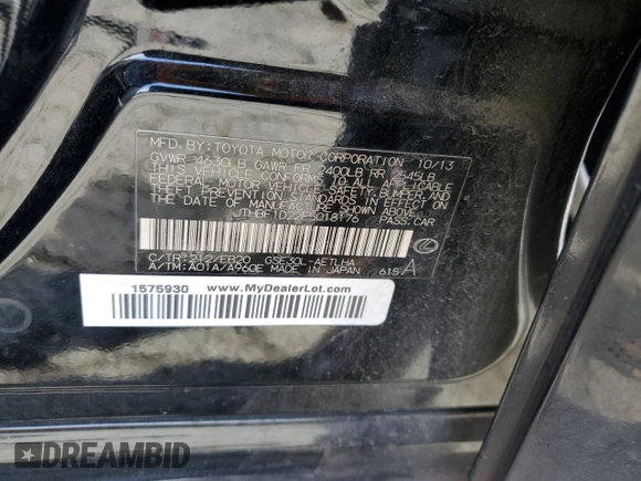 2014 Lexus IS 250 with VIN JTHBF1D22E5018176, listed as a Copart auction lot 54751925 with 114,490 mi miles and Salvage title. Bid and sale history available at DreamBid. Image 12.