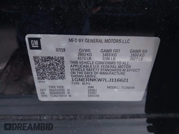 2020 Chevrolet Traverse High Country with VIN 1GNERNKW7LJ116621, listed as a IAAI auction lot 42066801 with 55,864 mi miles and . Bid and sale history available at DreamBid. Image 9.