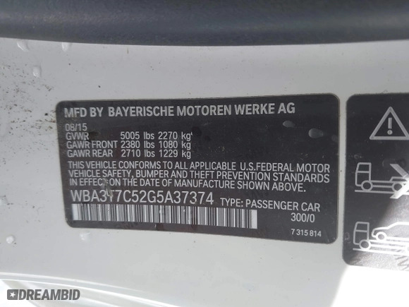 2016 BMW 4 Series 435i xDrive with VIN WBA3T7C52G5A37374, listed as a IAAI auction lot 41583597 with 1 mi miles. Bid and sale history available at carsss.com. Image 9.