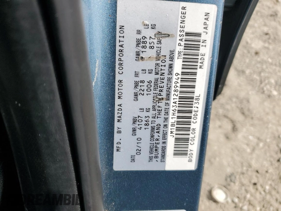 2010 Mazda 3 S Sport with VIN JM1BL1H63A1289949, listed as a Copart auction lot 54698905 with 154,054 mi miles and Salvage Title. Bid and sale history available at DreamBid. Image 12.