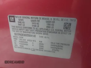 2014 Cadillac SRX Premium Collection with VIN 3GYFNDE36ES564140, listed as a IAAI auction lot 42070008 with 69,768 mi miles and . Bid and sale history available at DreamBid. Image 9.