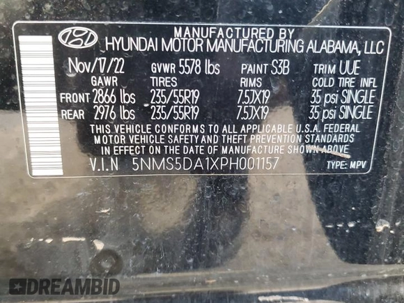 2023 Hyundai Santa Fe Hybrid Limited with VIN 5NMS5DA1XPH001157, listed as a Copart auction lot 87974745 with 14,354 mi miles and Salvage Title. Bid and sale history available at carsss.com. Image 14.