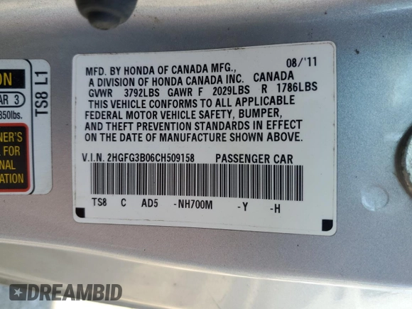 2012 Honda Civic Cpe EX-L with VIN 2HGFG3B06CH509158, listed as a Copart auction lot 47239685 with Not Provided miles and Salvage Title. Bid and sale history available at carsss.com. Image 15.
