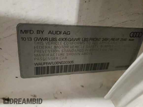 2014 Audi A4 Premium Plus z VIN WAUFFAFL0EN020305, wystawiony jako Copart lot #52675425 z przebiegiem 154 169 mil mil oraz Szkoda całkowita • Salvage title. Historia ofert i sprzedaży dostępna na DreamBid. Obrazek 12.
