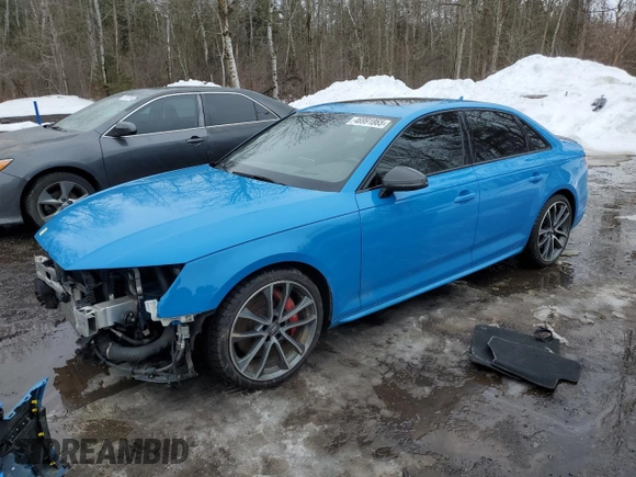 2019 Audi S4 Prestige with VIN WAUC4AF40KA002861, listed as a Copart auction lot 46991865 with 144,003 mi miles and Salvage Title. Bid and sale history available at carsss.com. Image 1.