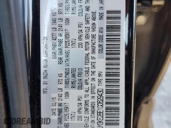 2016 Mazda CX-5 Sport with VIN JM3KE2BE1G0629430, listed as a Copart auction lot 82442654 with 130,289 mi miles and Salvage Title. Bid and sale history available at DreamBid. Image 13.