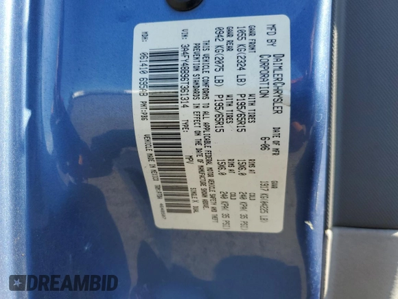 2006 Chrysler PT Cruiser with VIN 3A4FY48B96T361314, listed as a Copart auction lot 71670484 with 167,303 mi miles and Salvage Title. Bid and sale history available at carsss.com. Image 12.