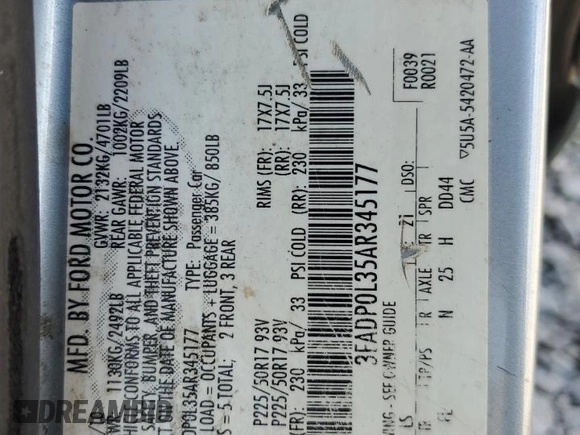 2010 Ford Fusion Hybrid with VIN 3FADP0L35AR345177, listed as a Copart auction lot 62263465 with 145,183 mi miles and Salvage title. Bid and sale history available at DreamBid. Image 13.