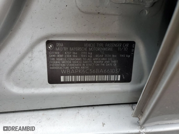 2011 BMW 3 Series 328i xDrive with VIN WBAPK5C56BA661037, listed as a Copart auction lot 48699385 with 112,876 mi miles and Salvage Title. Bid and sale history available at carsss.com. Image 12.