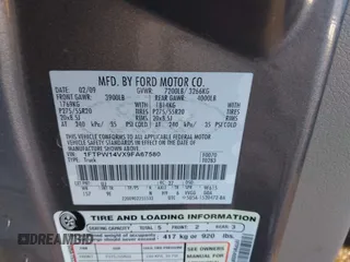 2009 Ford F-150 XL with VIN 1FTPW14VX9FA67580, listed as a IAAI auction lot 41567442 with 171,122 mi miles and . Bid and sale history available at DreamBid. Image 9.